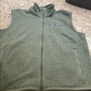 Patagonia Olive Zip-Up Fleece Vest